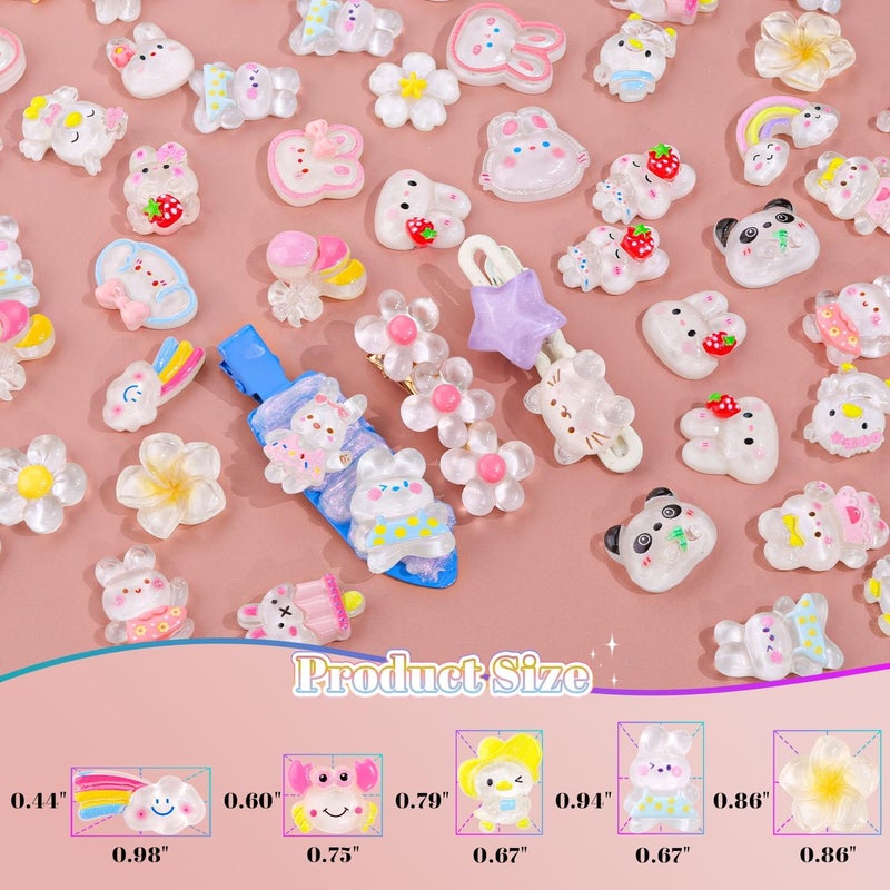Glitzest 100PCS TINKRSTUFF White Slime Charms Jelly Cute Flatback Resin Charms for Slime, Random Kawaii Decoden Charm for Embellishments Phone Junk Case Charms Bulk, Hairpins Scrapbooking Crafting & DIY Decor - Image 2